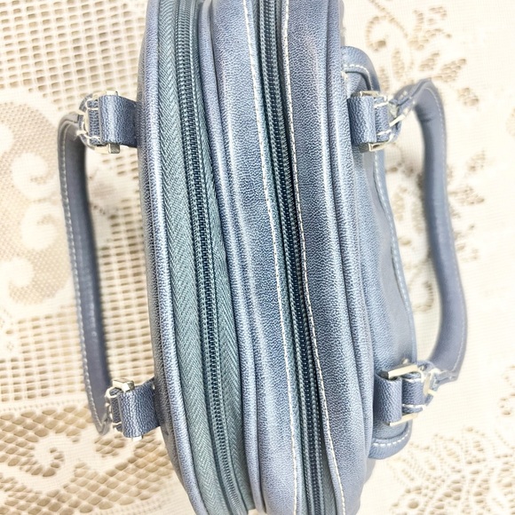 🌊Sky Blue Multi-Pocket Faux Leather Small Purse Handbag - Picture 7 of 10